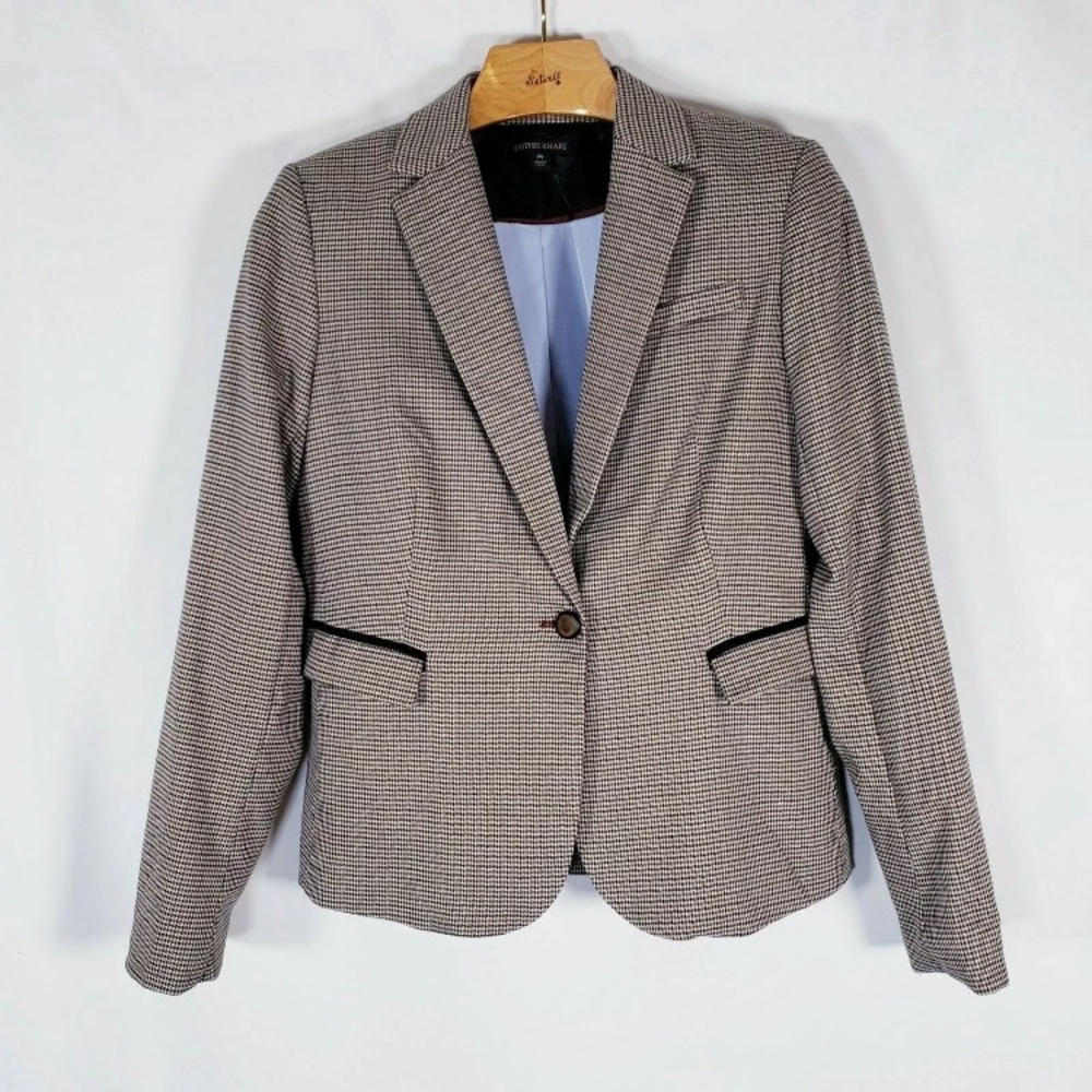 British Khaki Houndstooth Blazer